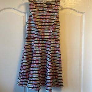 Colorful dress with gold zipper down the back